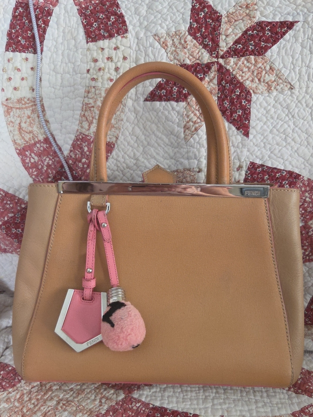 Fendi Tan 2Jours Petite Leather Bag w/Pink Charm & unbranded leather strap - Picture 13 of 14